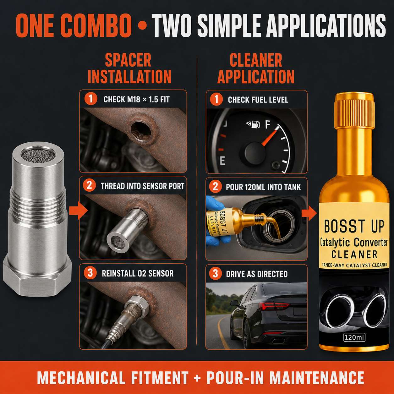 2-in-1 Exhaust Care Kit – O2 Sensor Spacer & Catalytic Cleaner-8