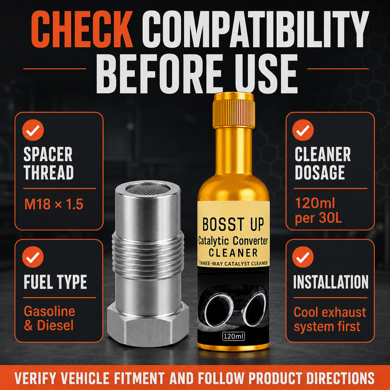 2-in-1 Exhaust Care Kit – O2 Sensor Spacer & Catalytic Cleaner-9