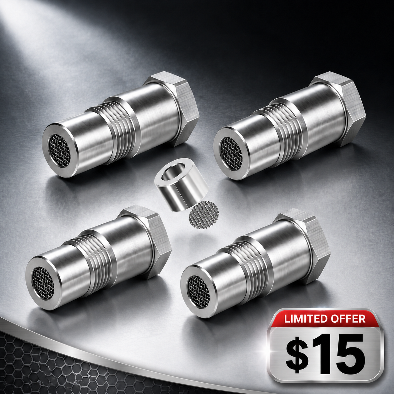 O2 Sensor Spacer with Mini Catalytic Converter - M18x1.5